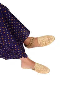 Royal Beige Brocade Slider Mules image 1
