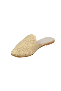 Royal Beige Brocade Slider Mules image 3