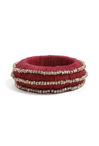 Maroon Thread Wooden Bangles image 2