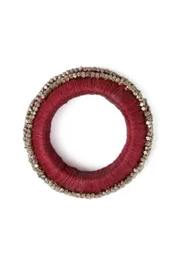 Maroon Thread Wooden Bangles image 3