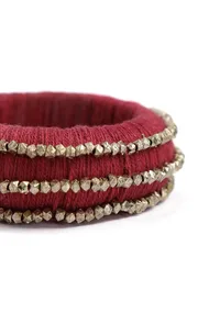 Maroon Thread Wooden Bangles image 4