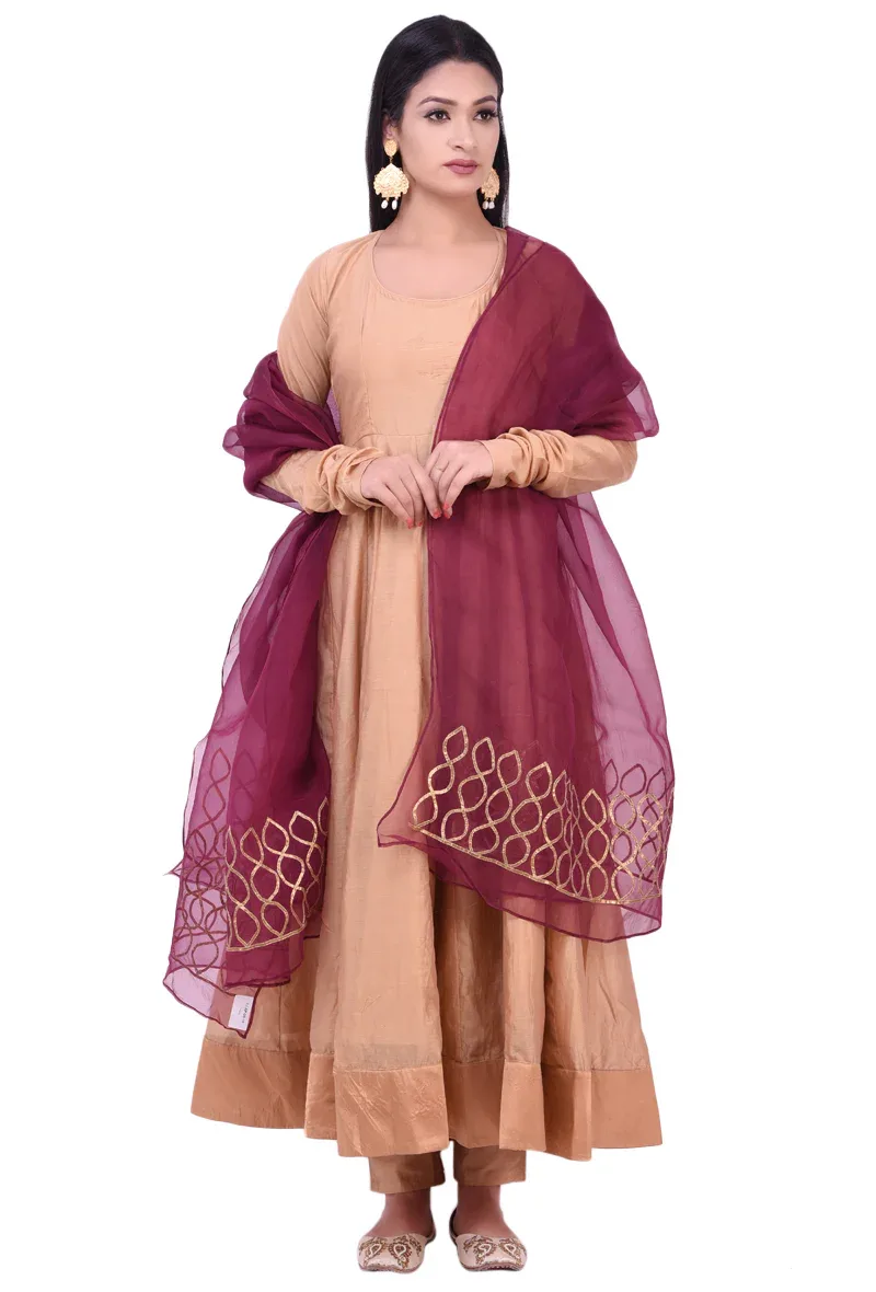 Purple organza Lace Dupatta
