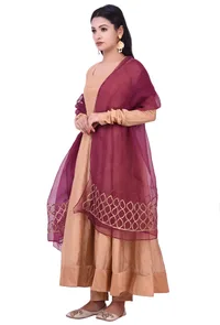 Purple organza Lace Dupatta image 2