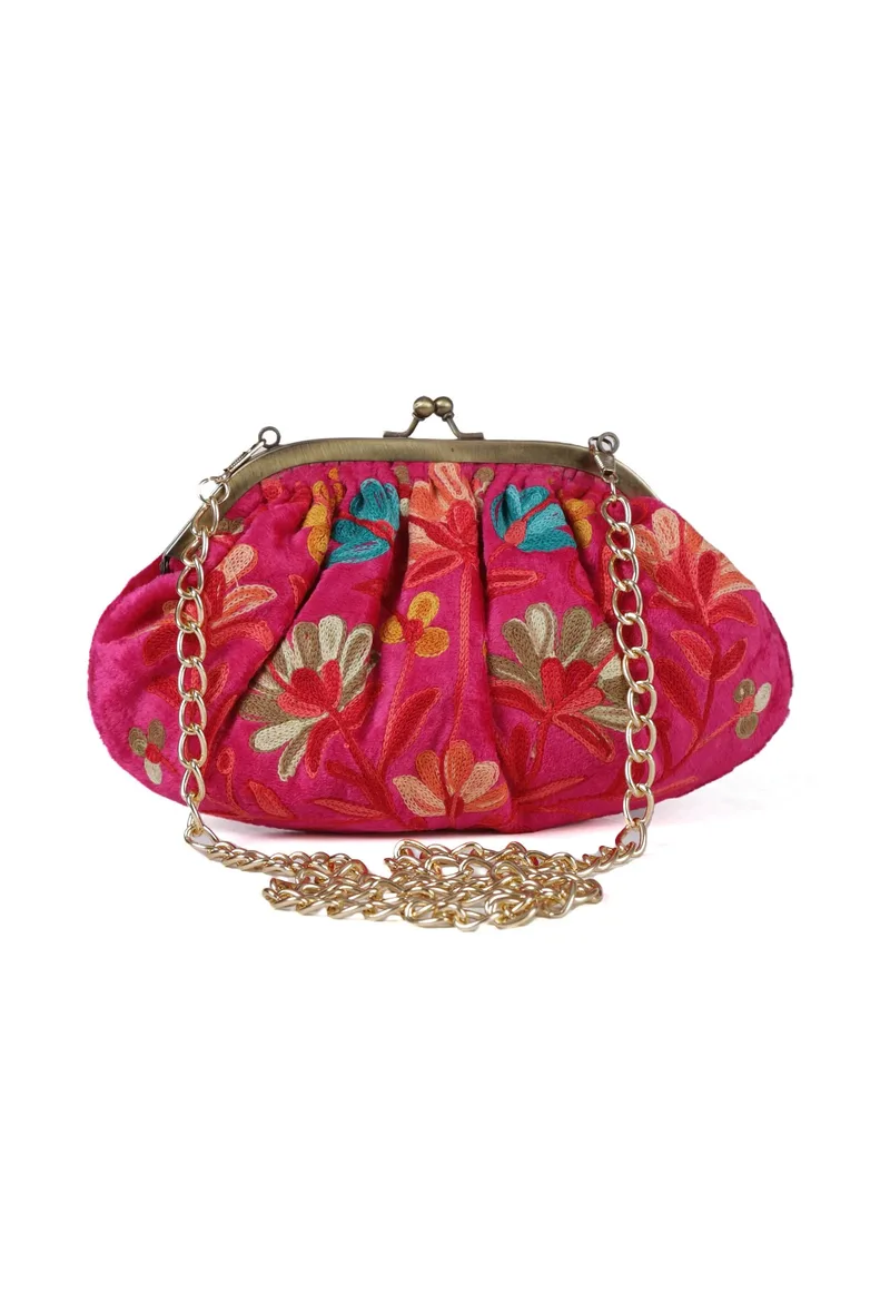 Pink gathered clutch