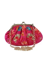 Pink gathered clutch image 1