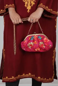 Pink gathered clutch image 2