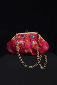 Pink gathered clutch image 3