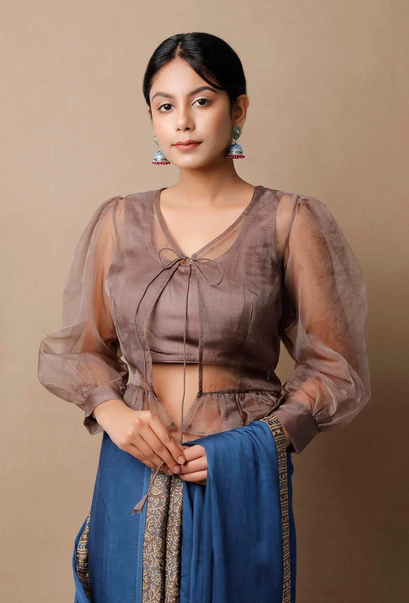 Mud Brown Organza Blouse