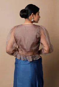 Mud Brown Organza Blouse image 4