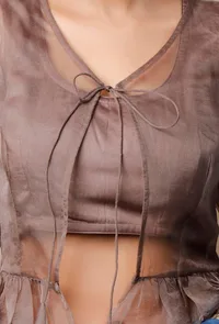 Mud Brown Organza Blouse image 5