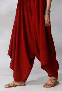 Maroon Cotton Balloon Jumpsuit image 5