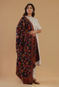 Kashmiri Navy Blue Kani Woollen Shawl image 1