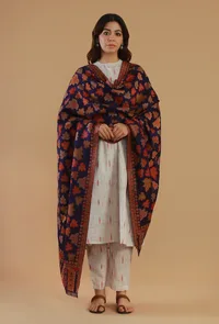 Kashmiri Navy Blue Kani Woollen Shawl image 2
