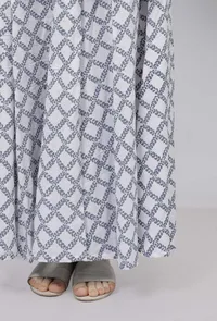 Set of-3 Powder Blue Criss Cross Hand-Block Printed Straight Fit Cotton Slip and Cotton Hanblock Print Palazzo with Powder Blue Hand-Block Printed  Kota Tasseled  Dupatta image 6