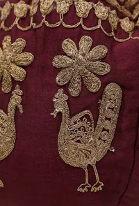 Maroon Dupion Silk Potli with Blue Strings image 5