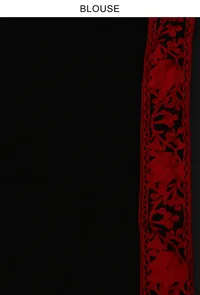 Floral Embroidered Black Georgette Saree with Unstitched Blouse image 3