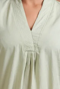 Set Of 2: Mint Green Cotton Plain Kurta & Pant Set image 6