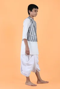 Grey Ikat Cotton Nehru Jacket image 2