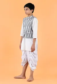 Grey Ikat Cotton Nehru Jacket image 3