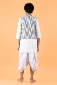 Grey Ikat Cotton Nehru Jacket image 4