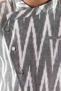 Grey Ikat Cotton Nehru Jacket image 5