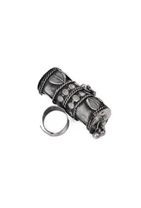 Silver Look Like Designer Lightweight Adjustable Cylindrical Drum Shaped Size Partywear Ring image 3