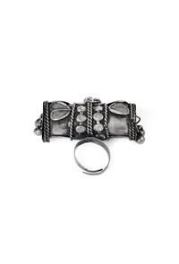 Silver Look Like Designer Lightweight Adjustable Cylindrical Drum Shaped Size Partywear Ring image 4
