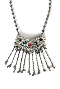 Georgeous Designer Kuchi Afghani Enamel Work Long Ball Chain Necklace image 3