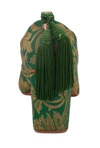 Green Brocade Block Heel image 5