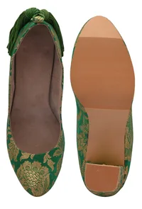 Green Brocade Block Heel image 6