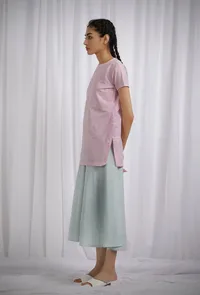 Pink Cotton Striped Short Kurta image 3