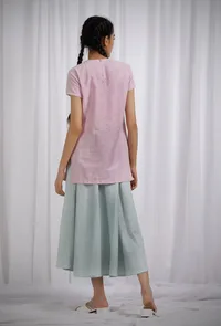 Pink Cotton Striped Short Kurta image 4