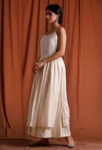 Set of 2: Off White and Golden Slip Kurta with Palazzo image 2