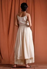 Set of 2: Off White and Golden Slip Kurta with Palazzo image 4