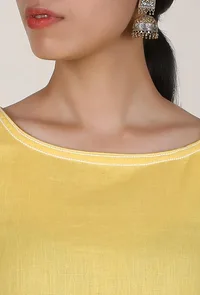 Yellow Cotton Flex Straight Fit Kurta image 5