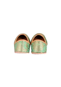 Mint Green Brocade Genuine Leather Punjabi Jutti image 5