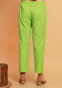 Set of 2:  Mint Green Embroidery Halter Neck Sleeveless Kurta With Straight Pants image 6