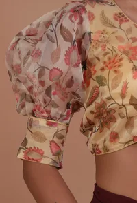 Yellow Color Organza Printed Blouse image 5