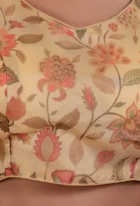 Yellow Color Organza Printed Blouse image 6