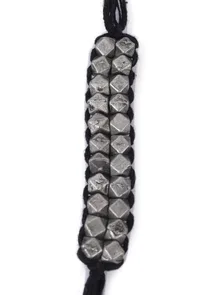 Set Of 2: Yashvi Black Thread & Antique Plated Brass Beaded Anklets image 4