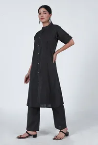 Black Cotton Kurta image 3