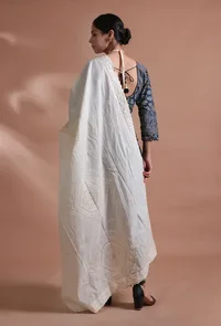 Off White Color Cotton Embroidered Dupatta image 3