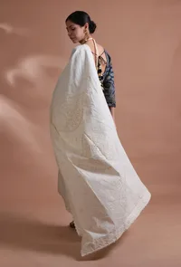 Off White Color Cotton Embroidered Dupatta image 4