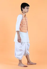Orange Ikat Cotton Nehru Jacket image 2