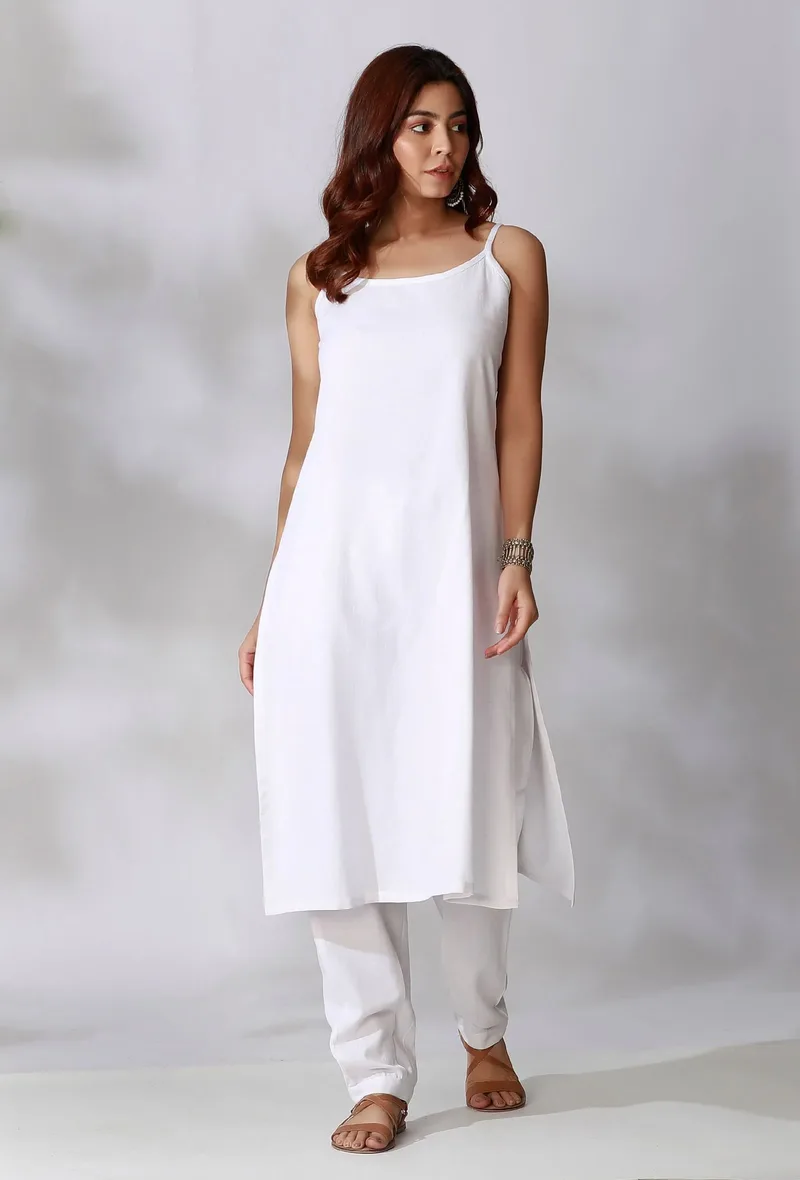 White Plain Slip Kurta