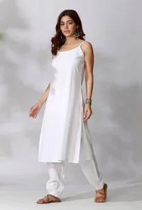 White Plain Slip Kurta image 3