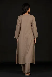 Wisteria Lilac Solid Embroidered Kurta and Pallazo image 4