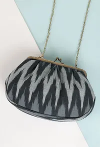 Sky Blue Ikat Clutch Bag image 1