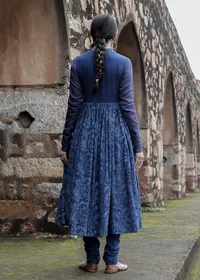 Set Of 2:Jyoti Indigo Pishwas Style Kurta Dress & Churidar image 4