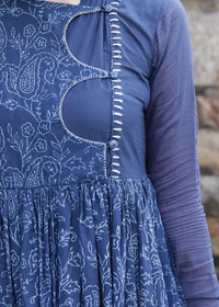 Set Of 2:Jyoti Indigo Pishwas Style Kurta Dress & Churidar image 5